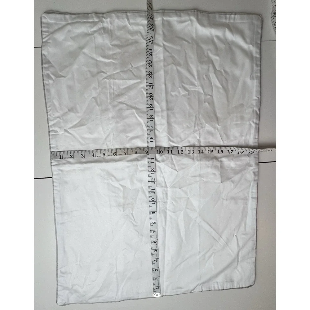 Nordstrom Organic Cotton White with Gray Trim Standard Pair of Shams 27